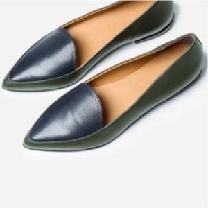 Everlane The Boss Flat Two Tone (Green/Black) Made in Italy